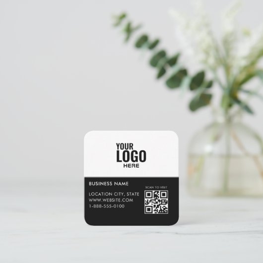 Aangepaste Logo en QR Code Vierkante Visitekaartje (Staand voorkant)