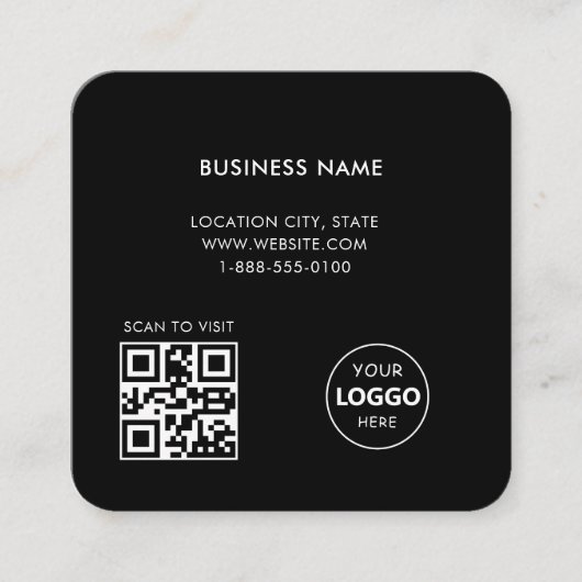 Aangepaste Logo en QR Code Vierkante Visitekaartje (Voorkant)