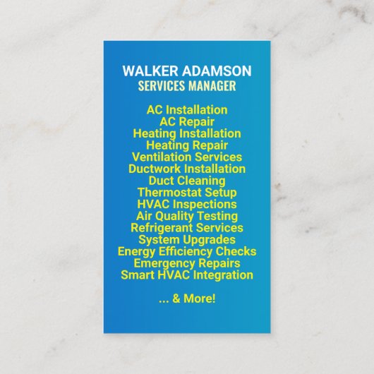 Aangepaste Logo en slogan | Verwarming en koeling Visitekaartje (Achterkant)