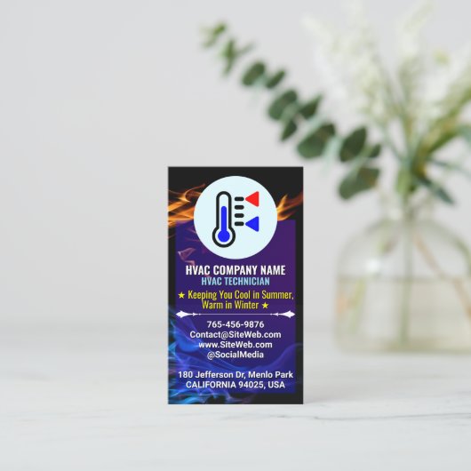 Aangepaste Logo en slogan | Verwarming en koeling Visitekaartje (Staand voorkant)