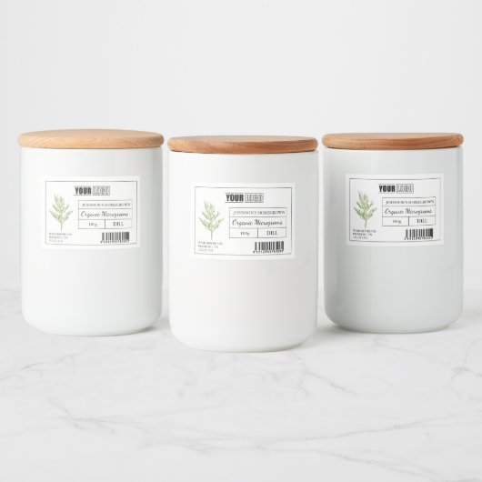 Aangepaste Logo en streepjescode Dill Microgreens Voedselcontainer Etiket (Flessen)