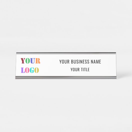 Aangepaste Logo en tekst Business Desk Name Bord Bureau Naambordje (Voorkant)