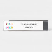 Aangepaste Logo en tekst Business Desk Name Bord Bureau Naambordje (Voorkant)