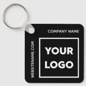 Aangepaste Logo en tekst Business Swag Black Sleutelhanger (Voorkant)