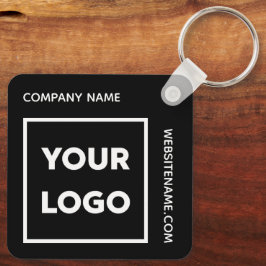 Aangepaste Logo en tekst Business Swag Black Sleutelhanger
