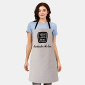 Aangepaste Logo en tekst Gepersonaliseerd beige zw Schort (Gedragen)