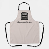 Aangepaste Logo en tekst Gepersonaliseerd beige zw Schort (Voorkant)