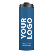 Aangepaste Logo en tekst op blauw Thermosbeker (Voorkant)