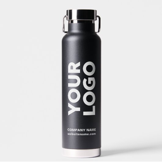Aangepaste Logo en tekst op twee zijden zwart Waterfles (Voorkant)