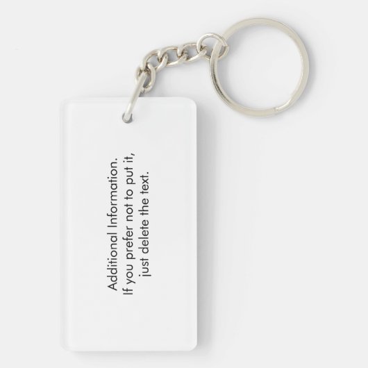 Aangepaste Logo en tekst op wit Sleutelhanger (achterkant)