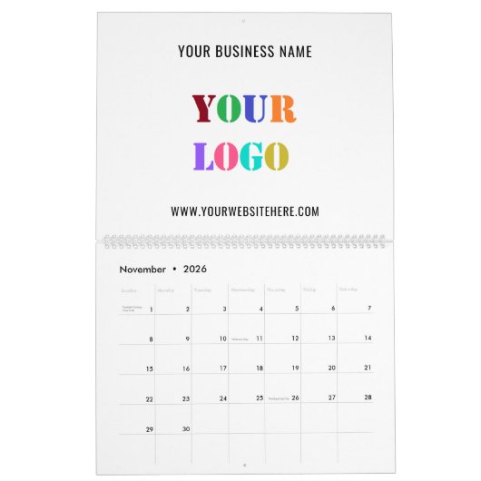 Aangepaste Logo en tekst Promotionele bedrijfskale Kalender (Nov 2026)