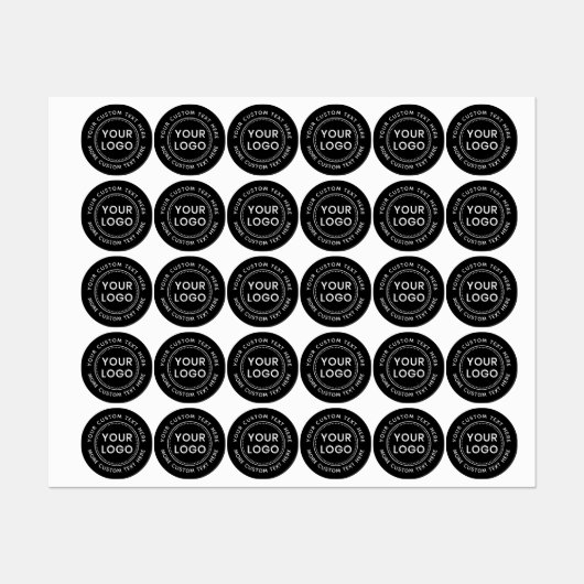 Aangepaste logo en tekst ronde zwarte stof kleding labels (Vel)