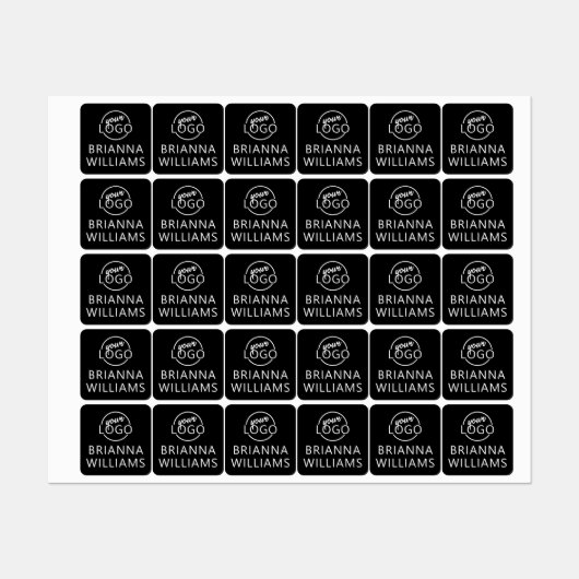 Aangepaste logo en tekst vierkante zwarte stof kle labels (Vel)