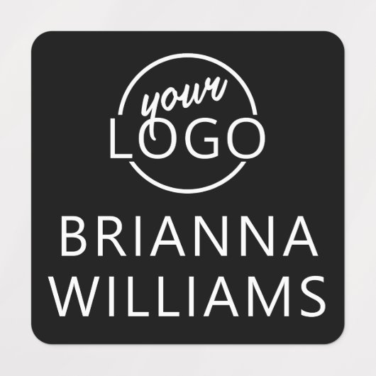 Aangepaste logo en tekst vierkante zwarte stof kle labels (Design 1)