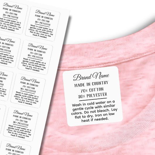 Aangepaste logo en tekst vierkante zwarte stof kle labels