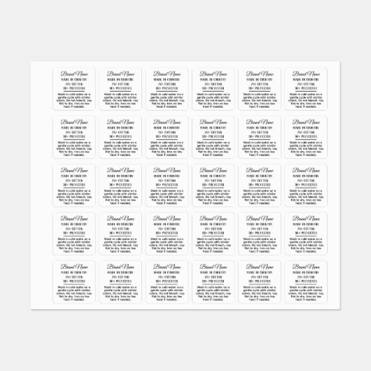 Aangepaste logo en tekst vierkante zwarte stof kle labels (Vel)