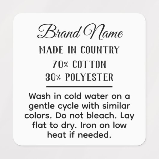 Aangepaste logo en tekst vierkante zwarte stof kle labels (Design 1)