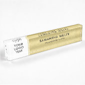 Aangepaste Logo en tekst Witte & Gouden Achtergron Naambordje