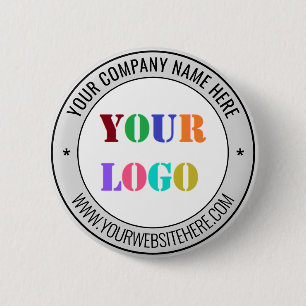 Aangepaste logo- en tekst zakelijke promotieknop ronde button 5,7 cm
