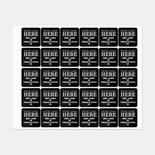 ➤ Aangepaste Logo en Tekst Zwarte Stof Kledinglabe Labels (Vel)