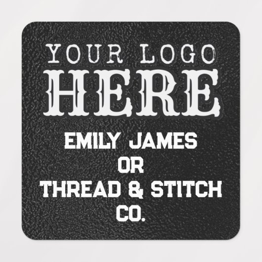 ➤ Aangepaste Logo en Tekst Zwarte Stof Kledinglabe Labels (Design 2)