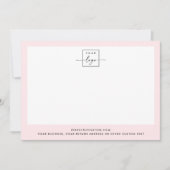 Aangepaste logo- en tekstlichtroze rand modern notitiekaartje (Voorkant)