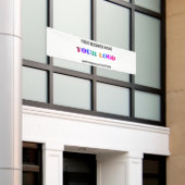 Aangepaste logo- en tekstpromotie banner voorbeeld (Buitenkant Gebouw)