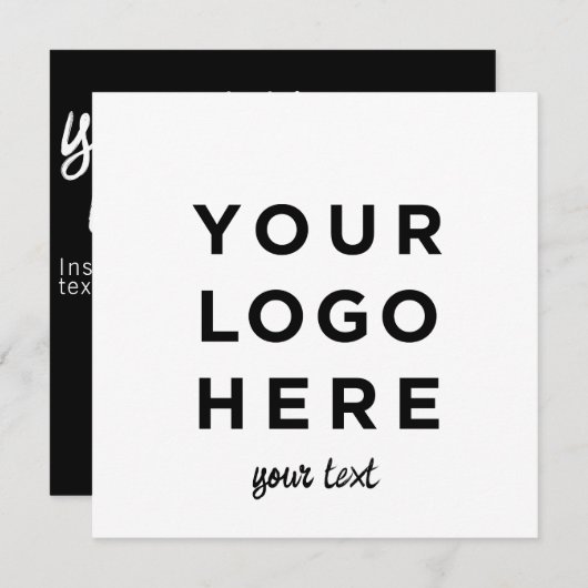 Aangepaste logo- en tekstscript-vierkant uitnodigi (Voorkant / Achterkant)