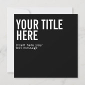 Aangepaste logo- en tekstzwarte vierkante uitnodig (Achterkant)