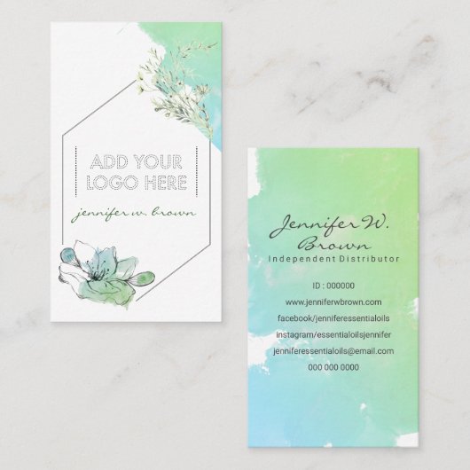 Aangepaste logo Essential Oils toevoegen Visitekaartje (Voorkant / Achterkant)