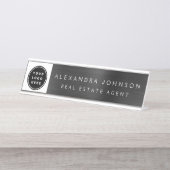 Aangepaste Logo Executive Black Professional Bureau Naambordje (Voorkant)