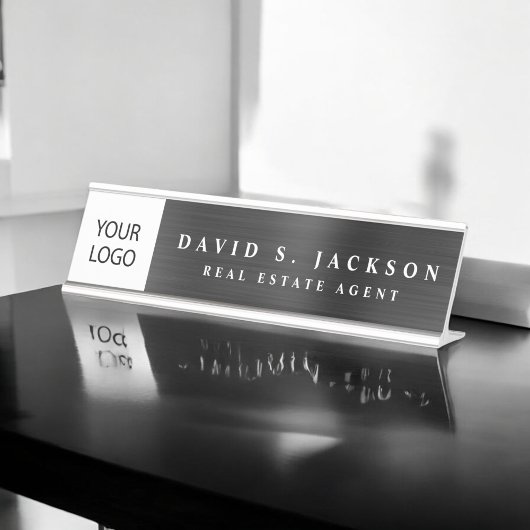 Aangepaste Logo Executive Black Professional Bureau Naambordje