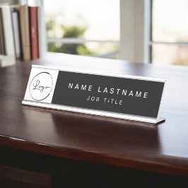 Aangepaste Logo Executive Black Professional Bureau Naambordje