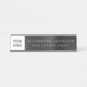 Aangepaste Logo Executive Black Professional Bureau Naambordje (Voorkant)