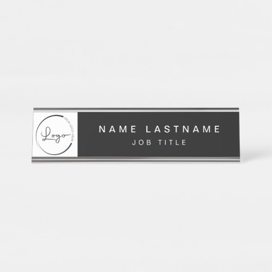 Aangepaste Logo Executive Black Professional Bureau Naambordje (Voorkant)