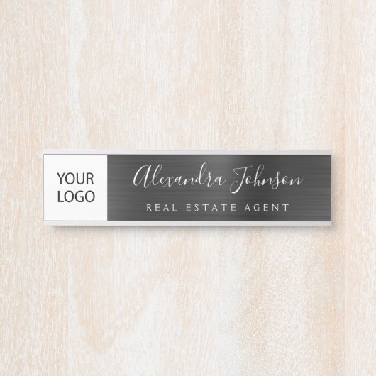 Aangepaste Logo Executive Black Professional Deurbordje (Voorkant)