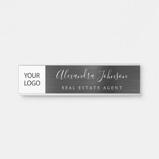 Aangepaste Logo Executive Black Professional Deurbordje (Voorkant)