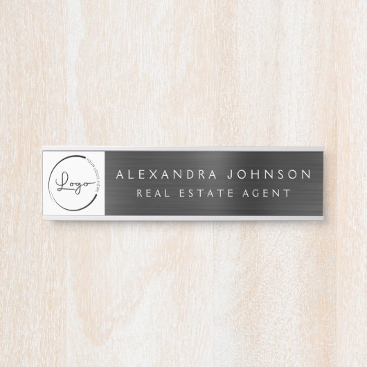 Aangepaste Logo Executive Black Professional Deurbordje (Voorkant)