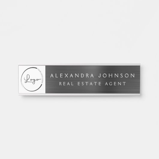 Aangepaste Logo Executive Black Professional Deurbordje (Voorkant)