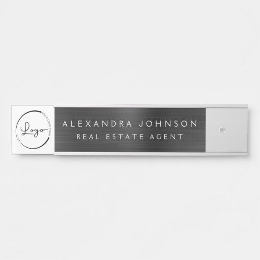 Aangepaste Logo Executive Black Professional Deurbordje (Voorkant)