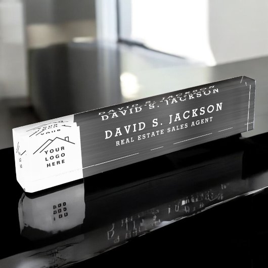 Aangepaste Logo Executive Black Professional Naambordje