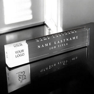 Aangepaste Logo Executive Black Professional Naambordje