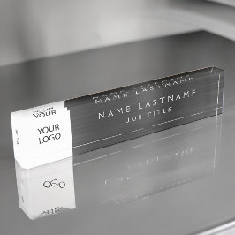 Aangepaste Logo Executive Black Professional Naambordje