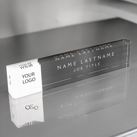 Aangepaste Logo Executive Black Professional Naambordje