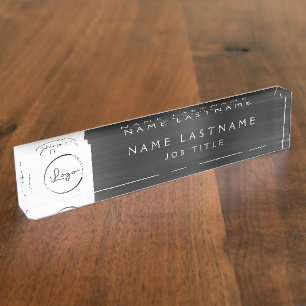 Aangepaste Logo Executive Black Professional Naambordje