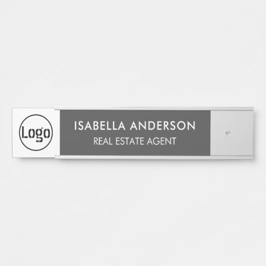 Aangepaste Logo Executive Gray Professional Deurbo Deurbordje (Voorkant)