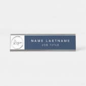 Aangepaste Logo Executive Navy Blue Professional Bureau Naambordje (Voorkant)