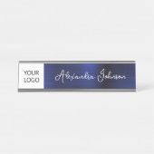 Aangepaste Logo Executive Navy Blue Professional Bureau Naambordje (Voorkant)