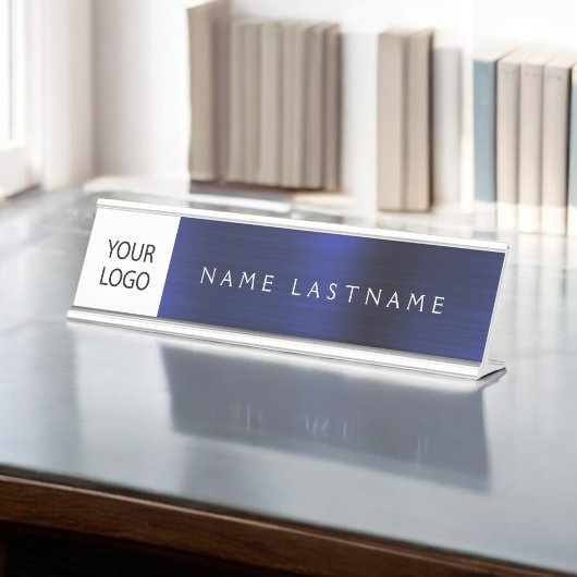 Aangepaste Logo Executive Navy Blue Professional Bureau Naambordje