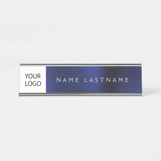 Aangepaste Logo Executive Navy Blue Professional Bureau Naambordje (Voorkant)